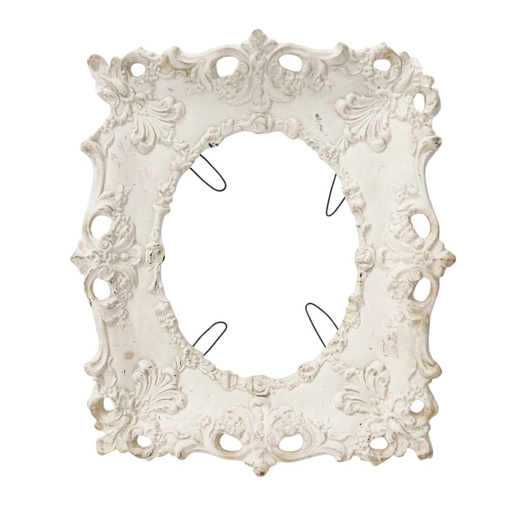 vintage plaster of Paris ornate white picture art Frame 13"H x 10.5"W home wall